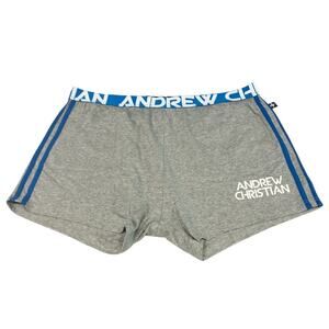 Andrew Christian Active Shorts Heather Grey / Blue Size XL Extra Large